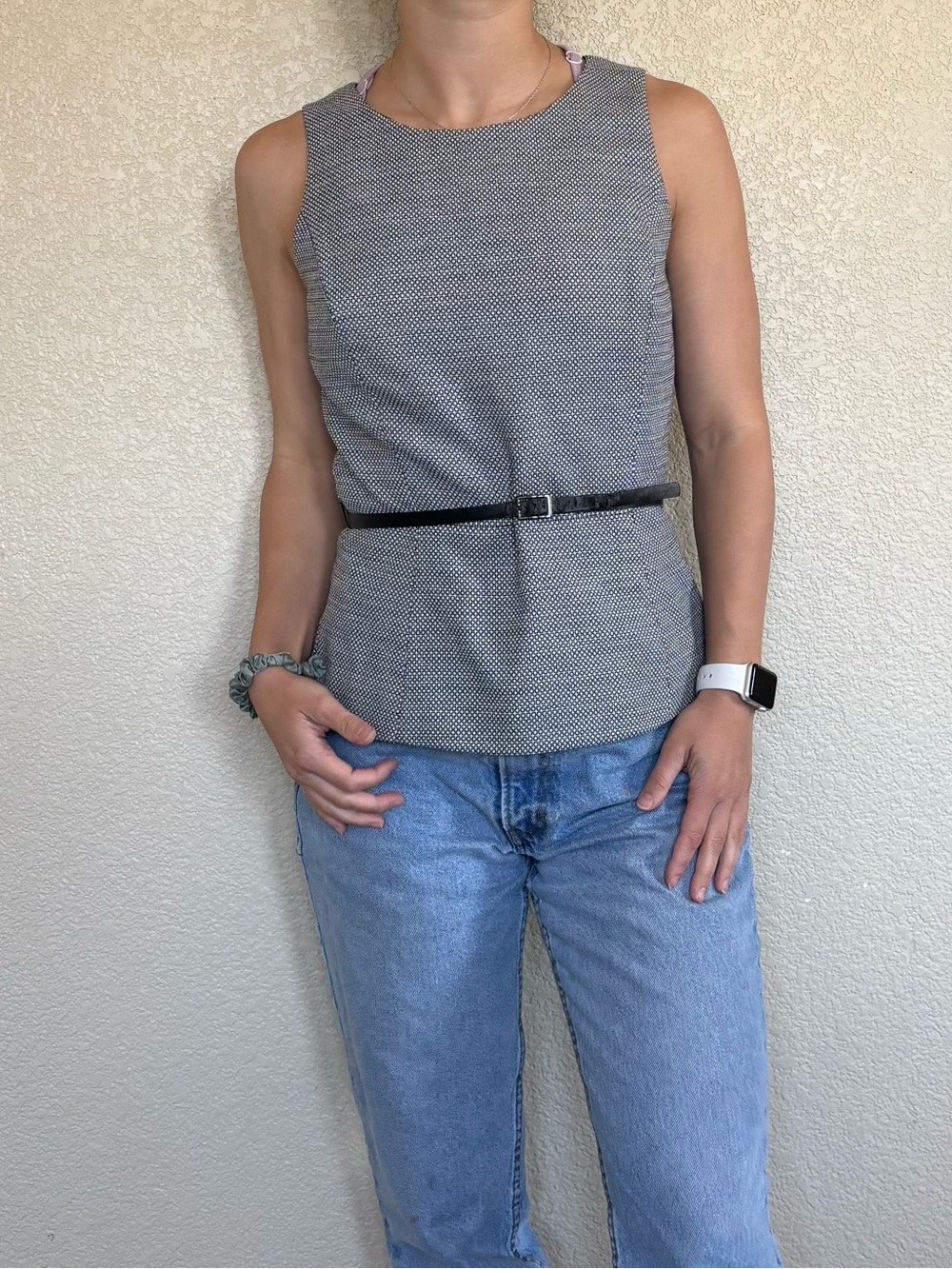 Halogen black & white sleeveless top